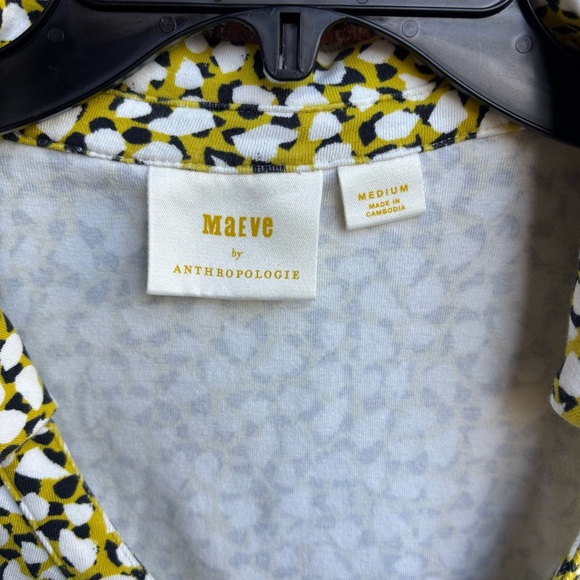 Anthropologie Maeve Yellow and Black Patterned Rush Top - Picture 3 of 7